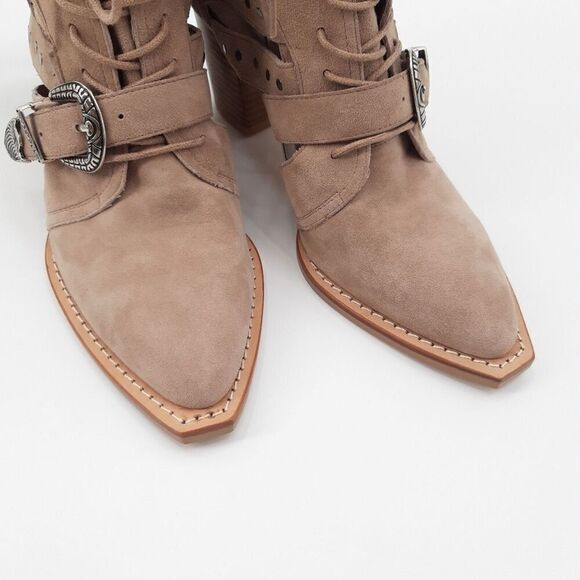 Silent D | Anthro La Festive Ankle Boot in Tan Suede - 41 / 10 - Picture 5 of 11